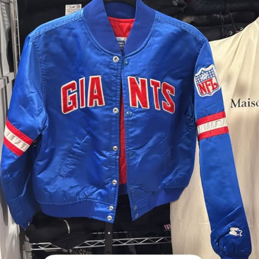 STARTER Vintage Blue Giants Kids Jacket with Red and White Accents